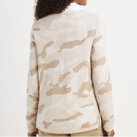 Vineyard Vines L Beige Camo Long Sleeve V-Neck Pullover Sweater Wool Cashmere - Picture 5 of 14